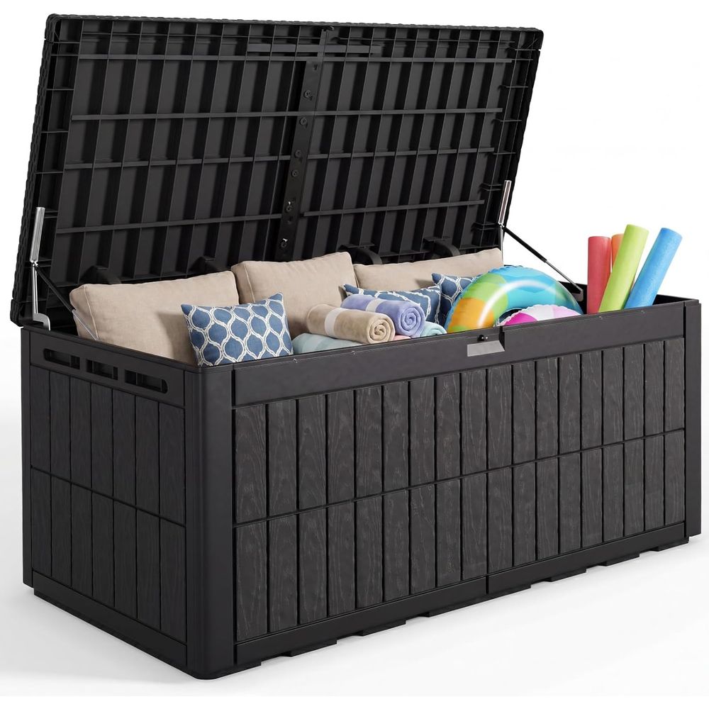 Garden Storage Box - Resin Deck Storage Box, Outdoor Waterproof
