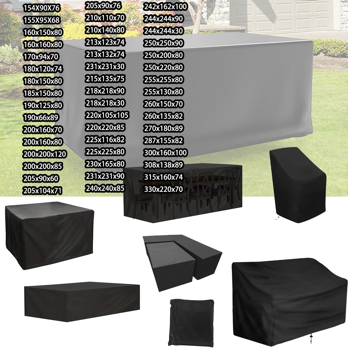 Outdoor Furniture Fabric Waterproof - 218 Sizes of Patio Furniture Covers,