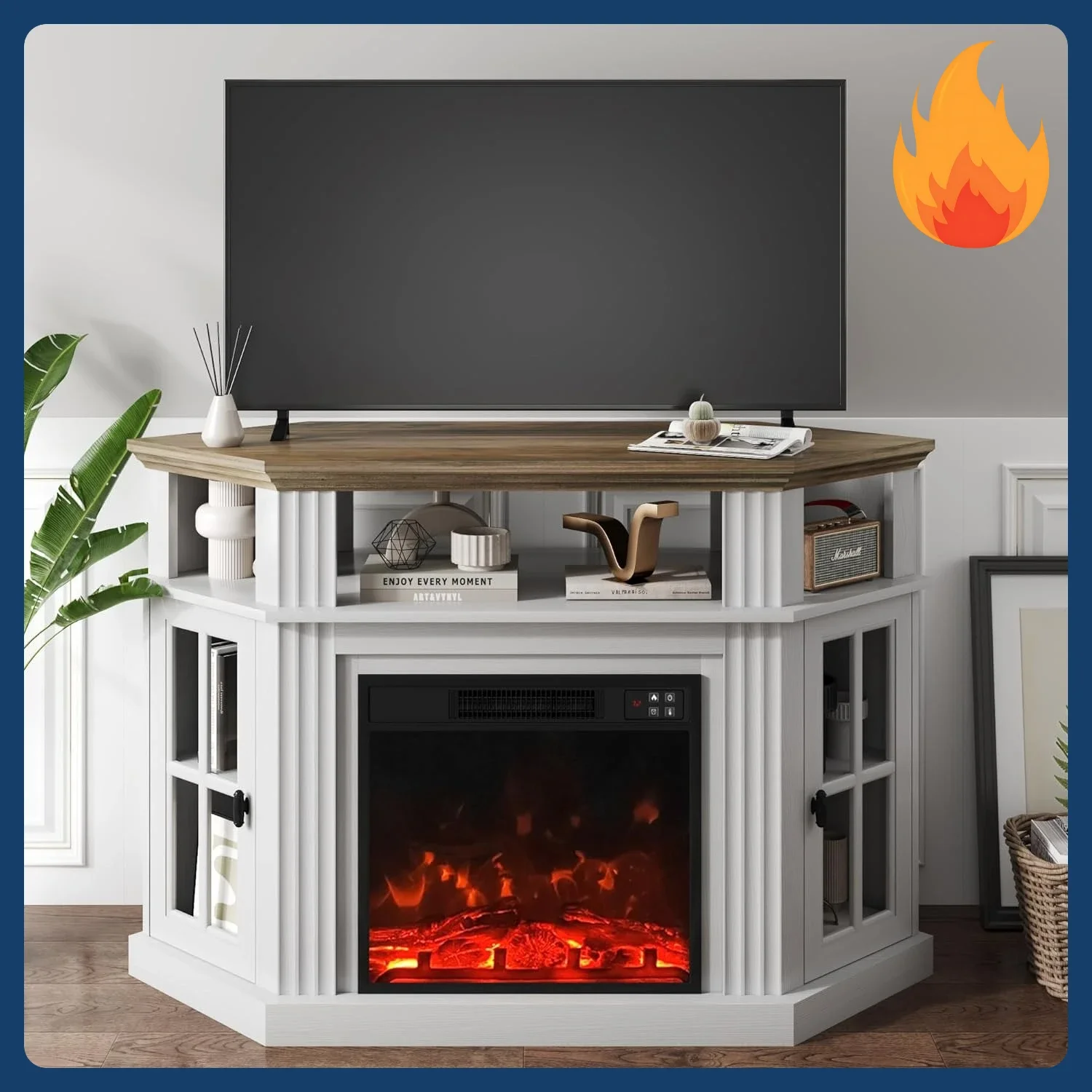Patio Heater Standing - [Discounted Price!]Corner Fireplace TV Stand for