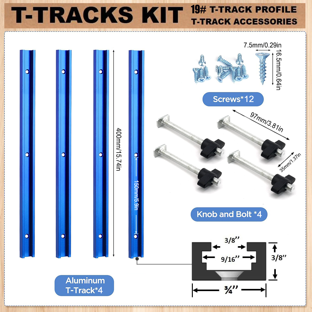 Outdoor Furniture Aluminum - Woodworking 19# T-track Kit and Accessories