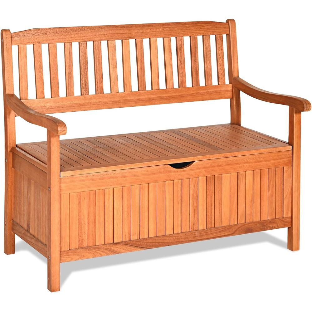 Garden Storage Box - Wooden Outdoor Storage Bench with Removable