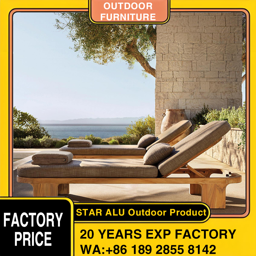 Outdoor Furniture Hotel - Custom Teak Wood Patio Lounger Modern