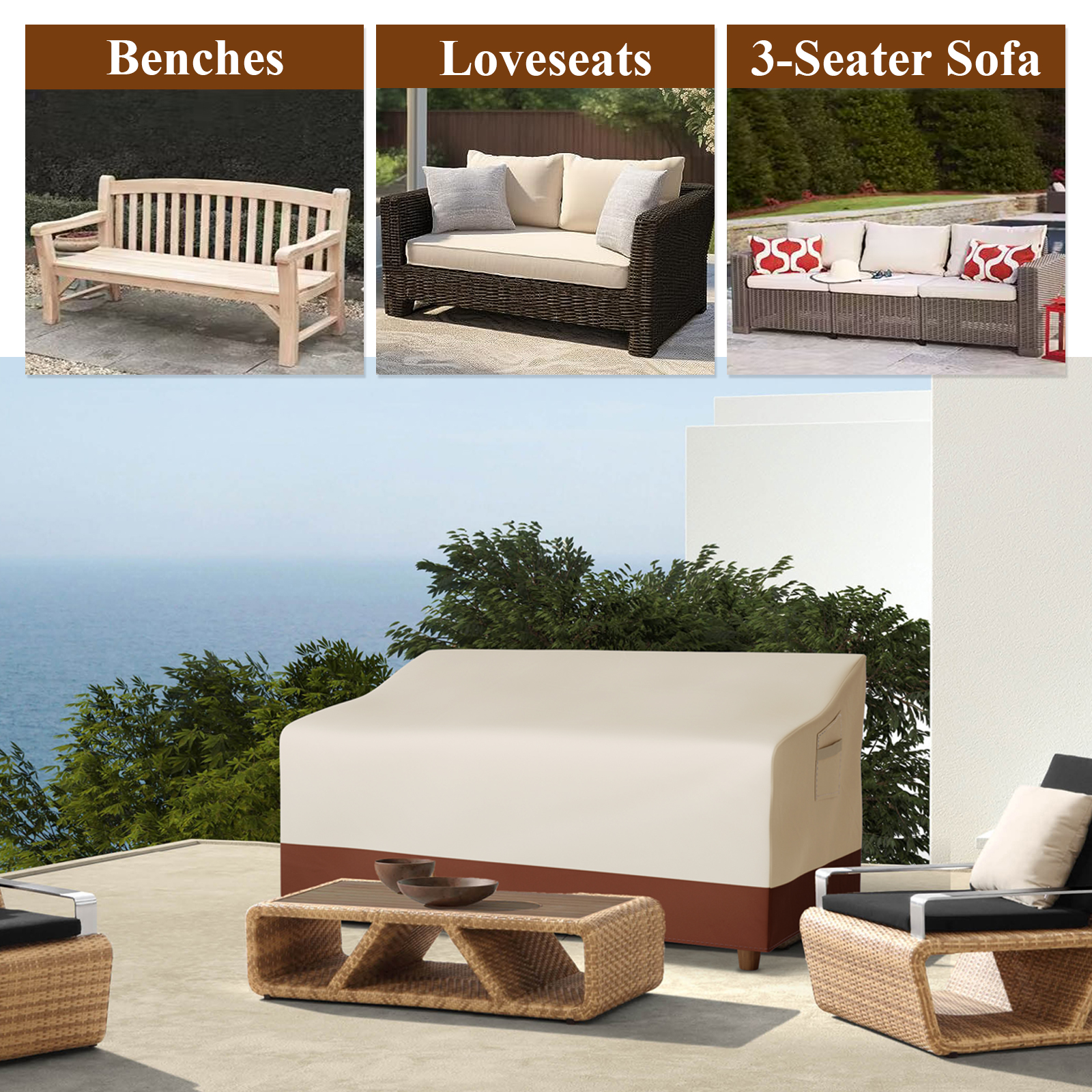 Outdoor Furniture Fabric Waterproof - Outdoor Sofa Cover Waterproof 3-Seater Outdoor