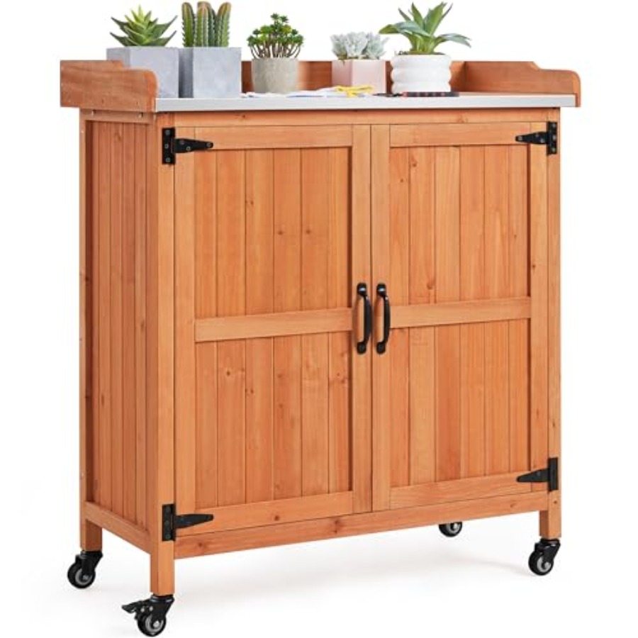 Garden Bench Metal - Potting Bench Table for outdoor garden