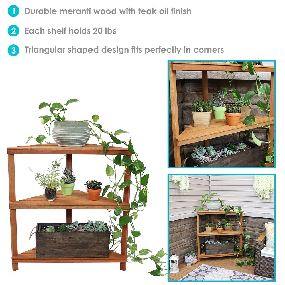 Meranti Wood 3Tier Corner Plan - Outdoor Furniture Oil Teak recensione e prezzo