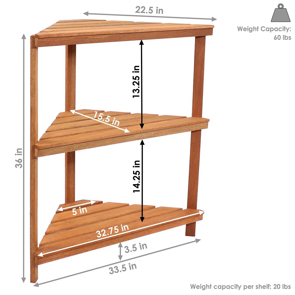 Meranti Wood 3Tier Corner Plan - Outdoor Furniture Oil Teak recensione e prezzo