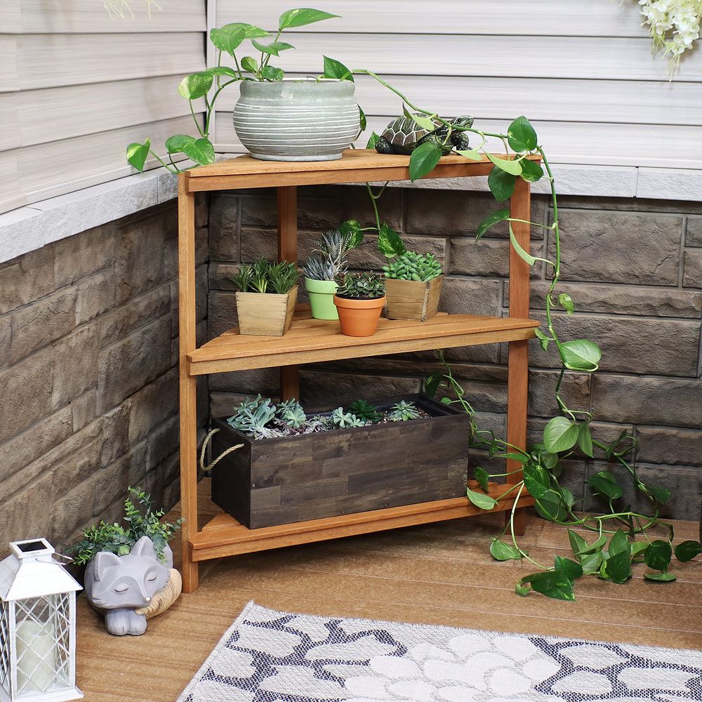 Meranti Wood 3Tier Corner Plan - Outdoor Furniture Oil Teak recensione e prezzo