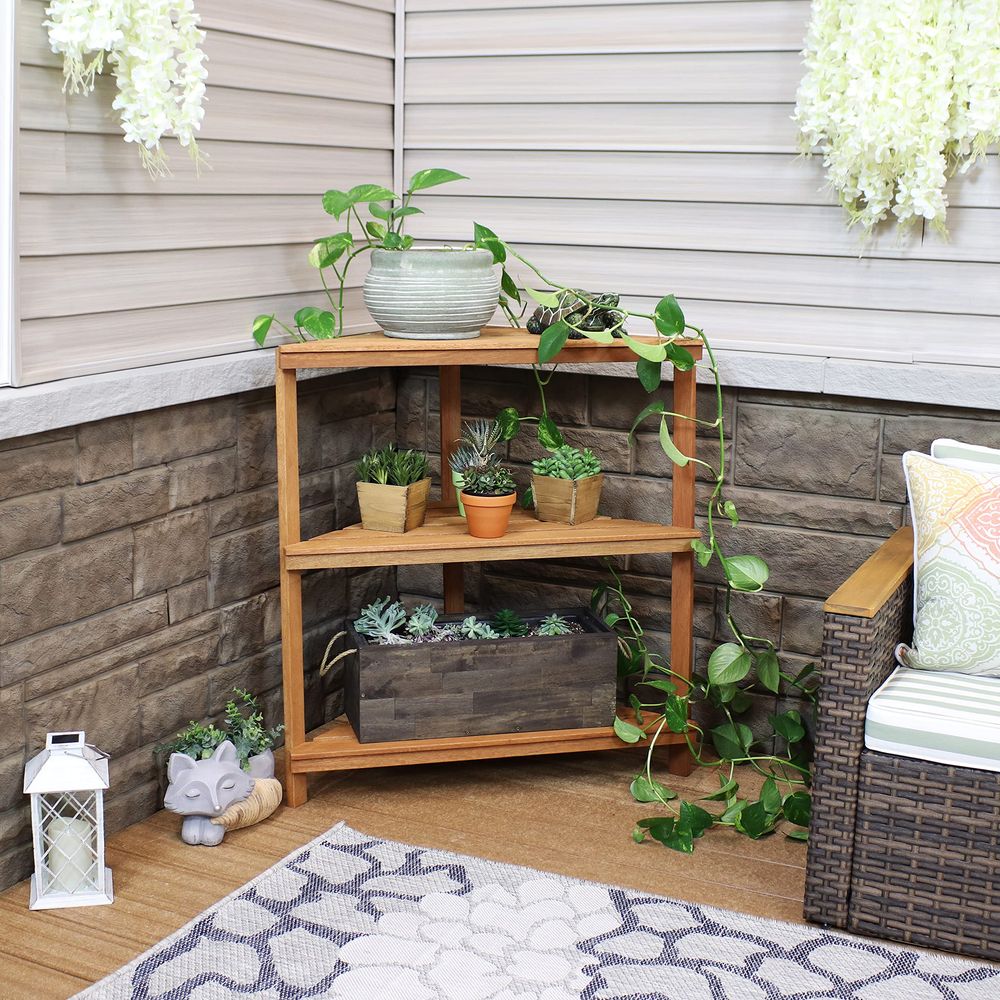Meranti Wood 3Tier Corner Plan - Outdoor Furniture Oil Teak recensione e prezzo