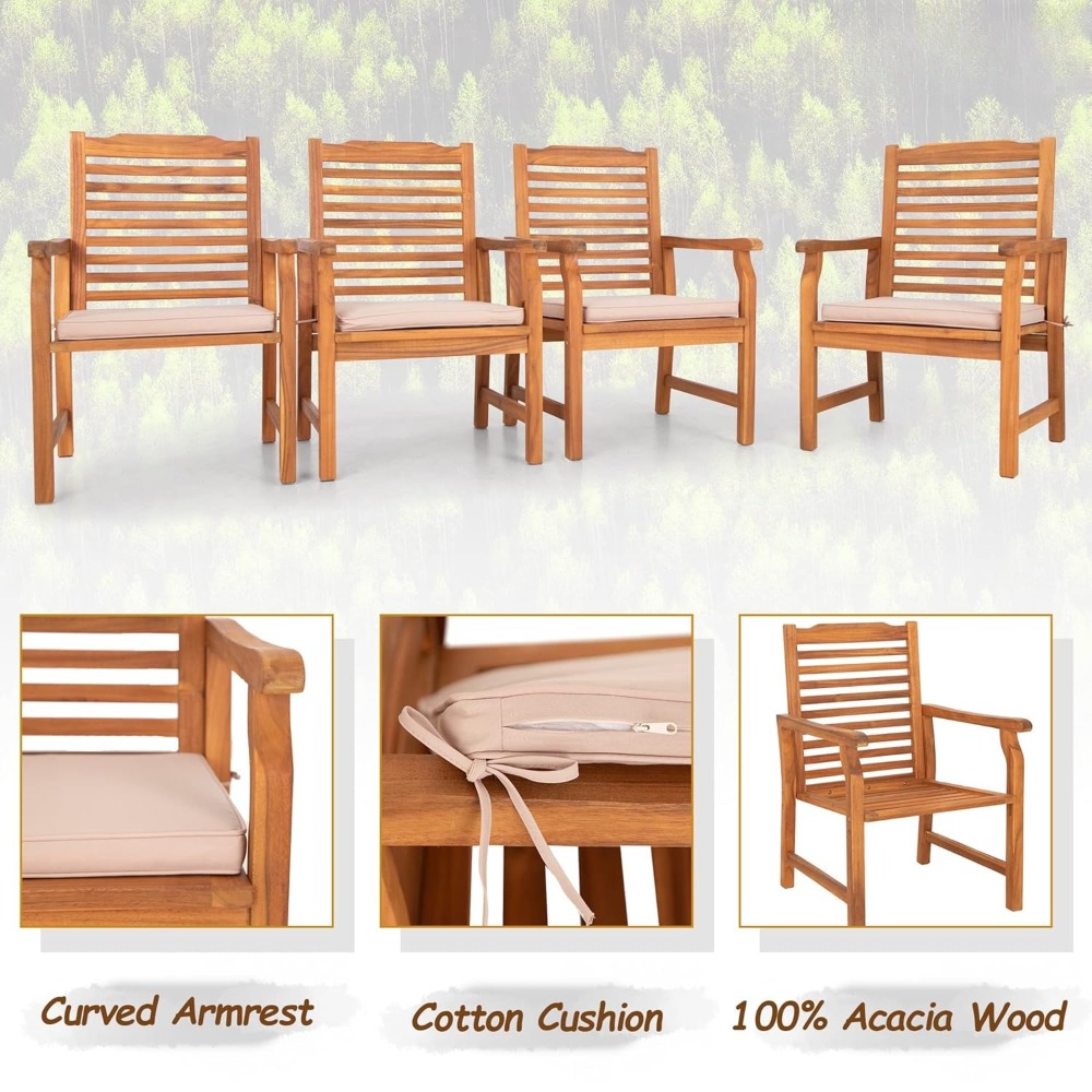 2 Pieces Acacia Wood Outdoor D - Outdoor Furniture Oil Teak recensione e prezzo