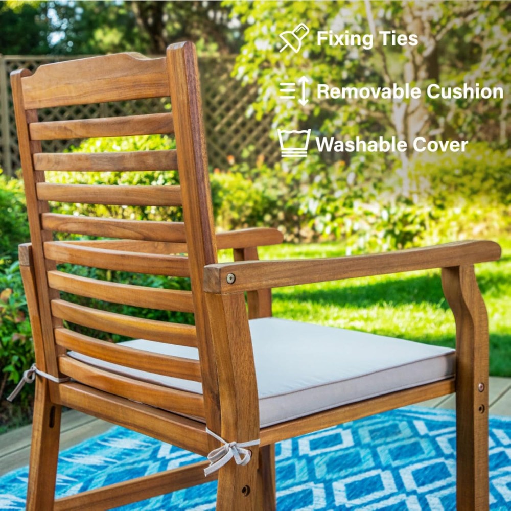 2 Pieces Acacia Wood Outdoor D - Outdoor Furniture Oil Teak recensione e prezzo
