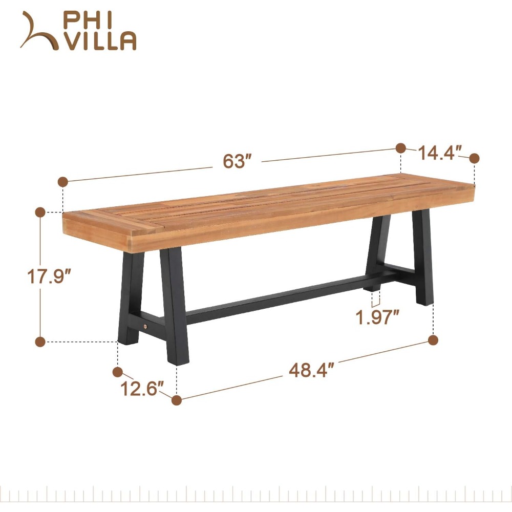 Outdoor Acacia Wood Bench, 63  - Outdoor Furniture Oil Teak recensione e prezzo