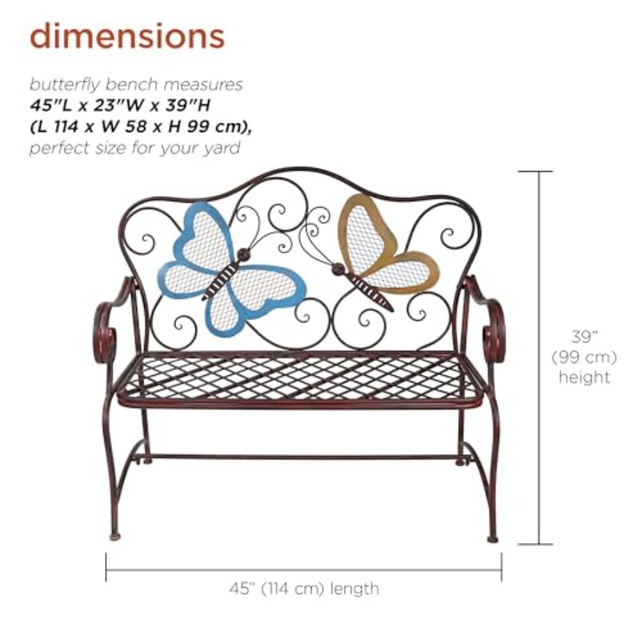 Outdoor 2-Person Butterfly Gar - Garden Bench Metal recensione e prezzo
