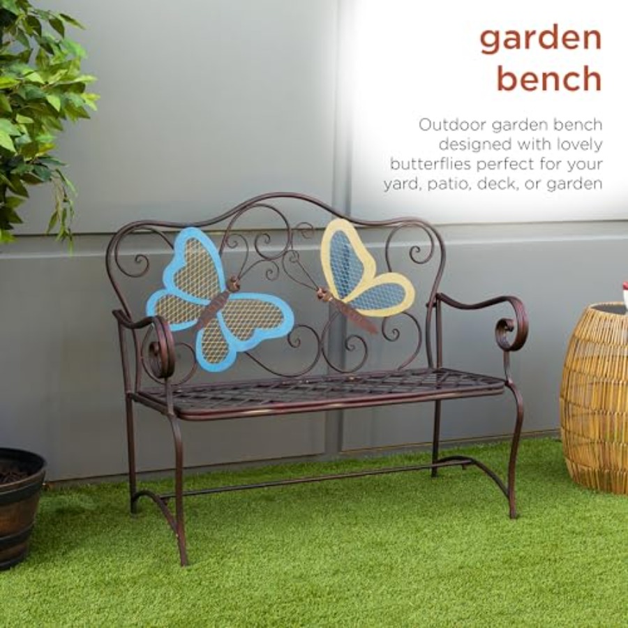 Outdoor 2-Person Butterfly Gar - Garden Bench Metal recensione e prezzo