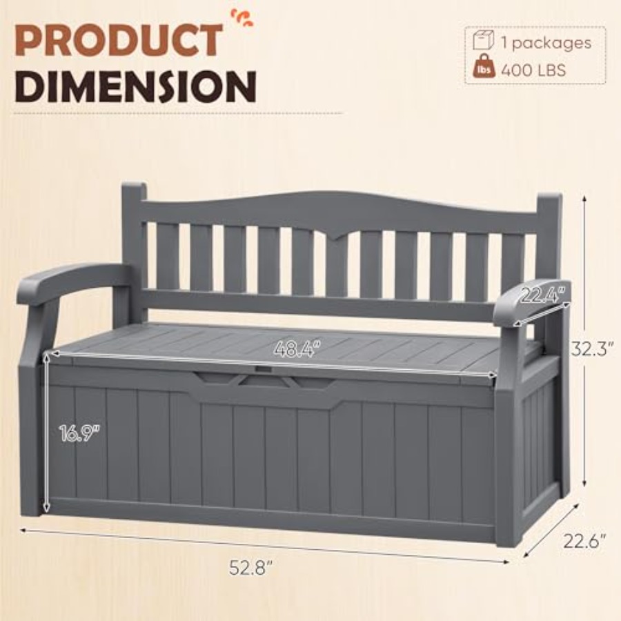 80 Gallon Grey Resin Outdoor S - Garden Storage Box recensione e prezzo