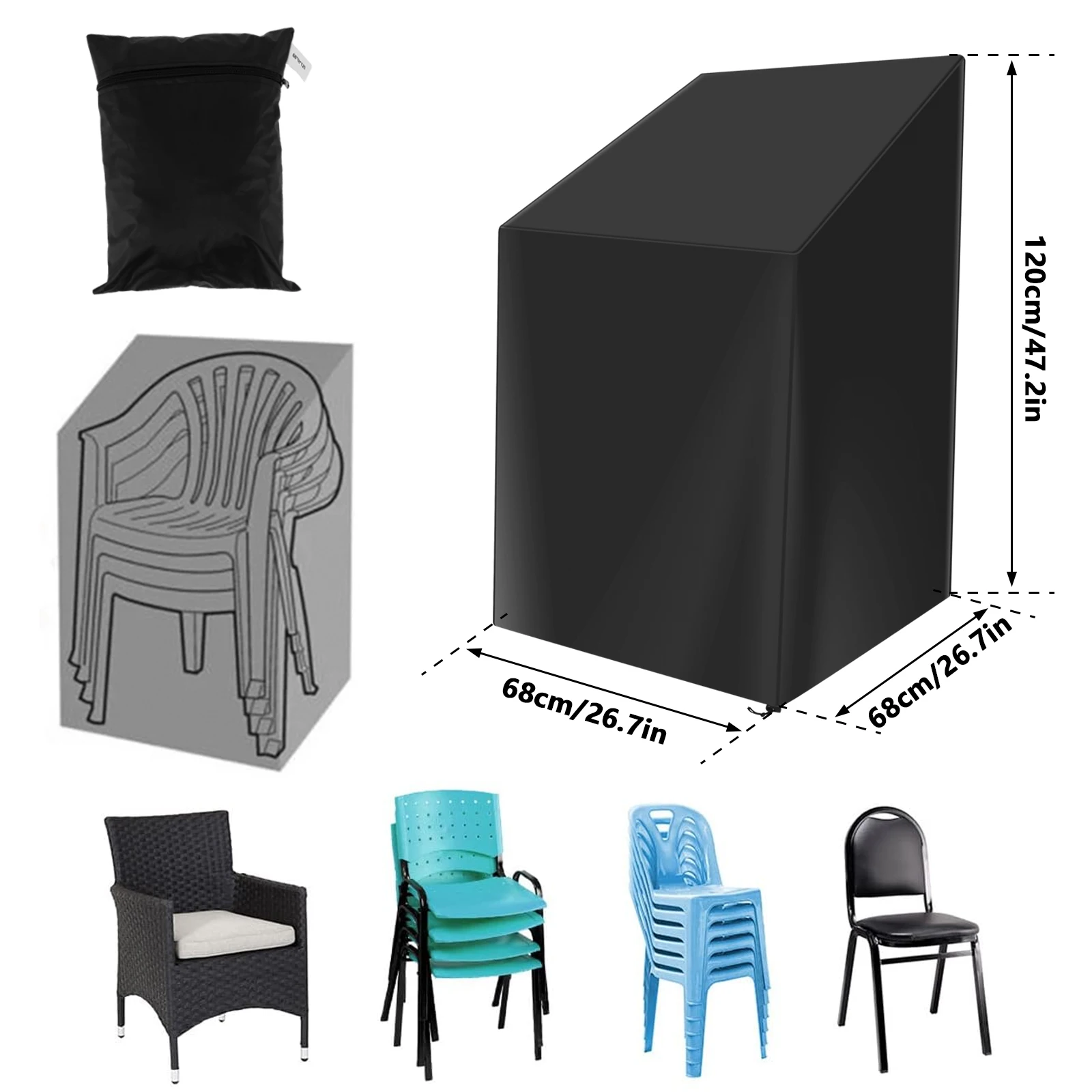 Stacked Chair Dust Cover with  - Outdoor Furniture Fabric Waterproof recensione e prezzo
