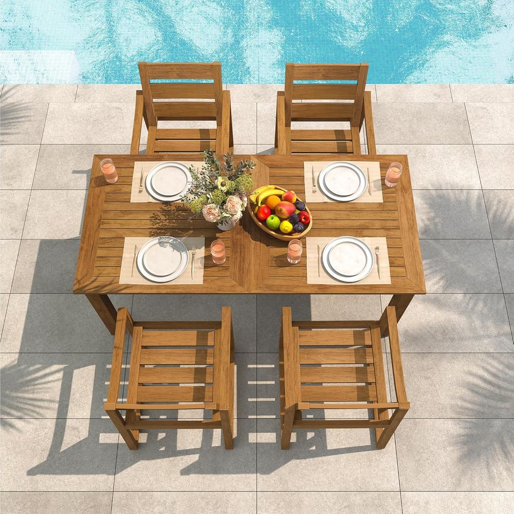 5-Piece Outdoor Dining Set, Pa - Outdoor Furniture Oil Teak recensione e prezzo