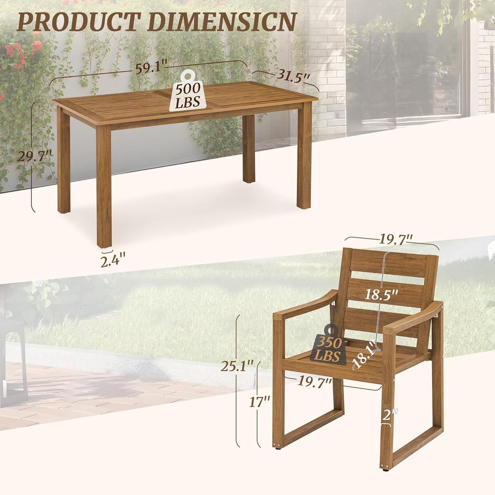 5-Piece Outdoor Dining Set, Pa - Outdoor Furniture Oil Teak recensione e prezzo