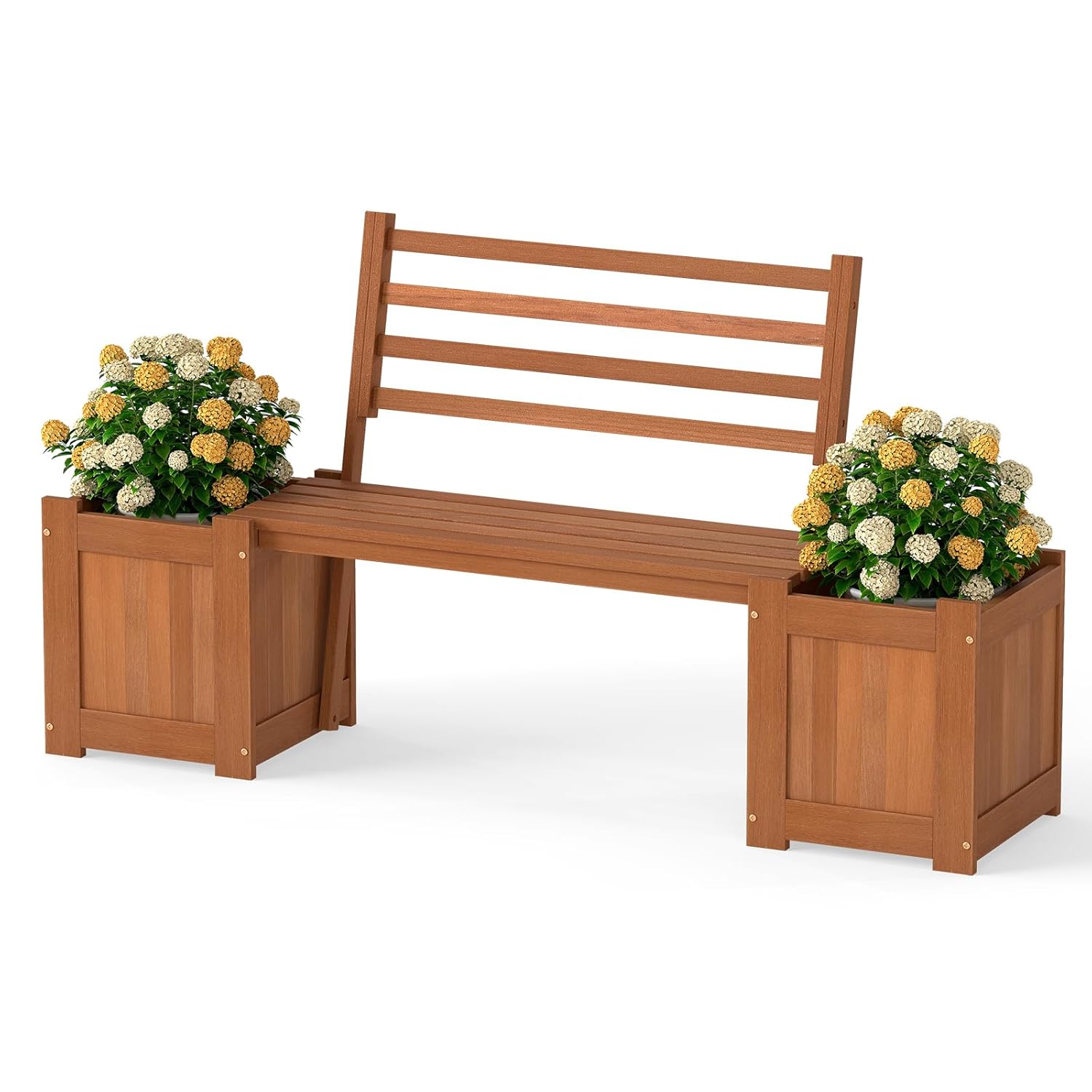 2-in-1 Wood Outdoor Bench with - Outdoor Furniture Oil Teak recensione e prezzo