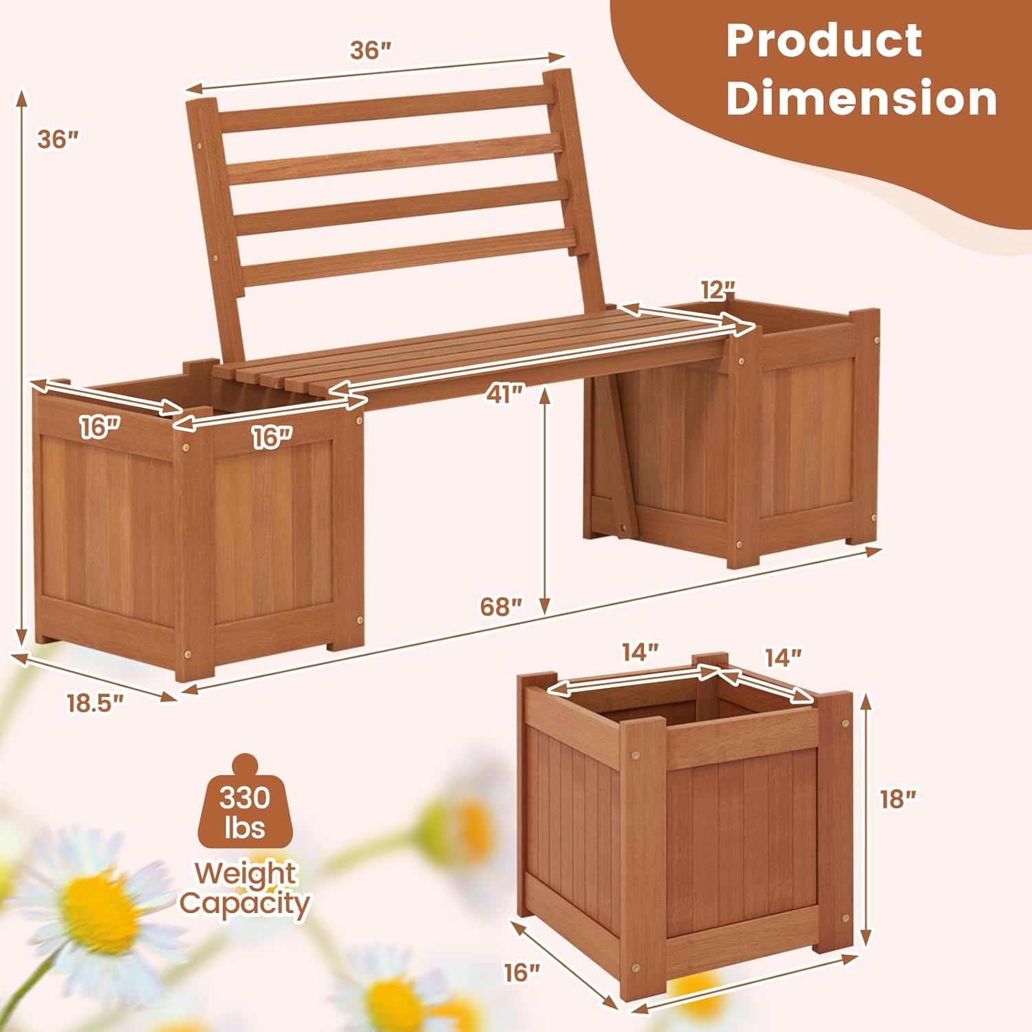 2-in-1 Wood Outdoor Bench with - Outdoor Furniture Oil Teak recensione e prezzo