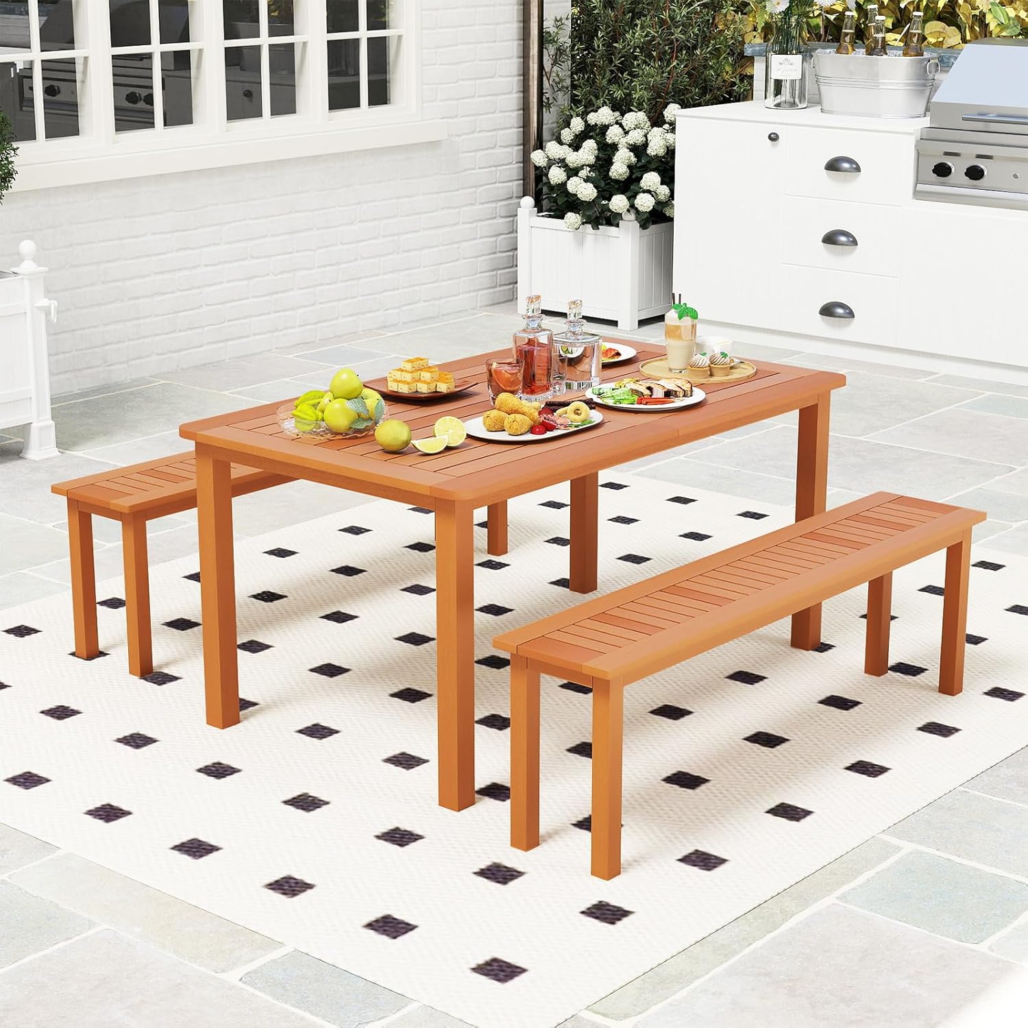 3 Piece Solid Wood Patio Dinin - Outdoor Furniture Oil Teak recensione e prezzo