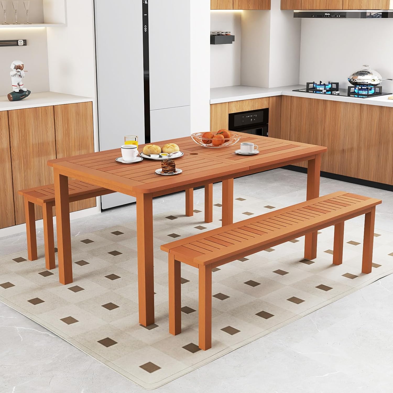 3 Piece Solid Wood Patio Dinin - Outdoor Furniture Oil Teak recensione e prezzo