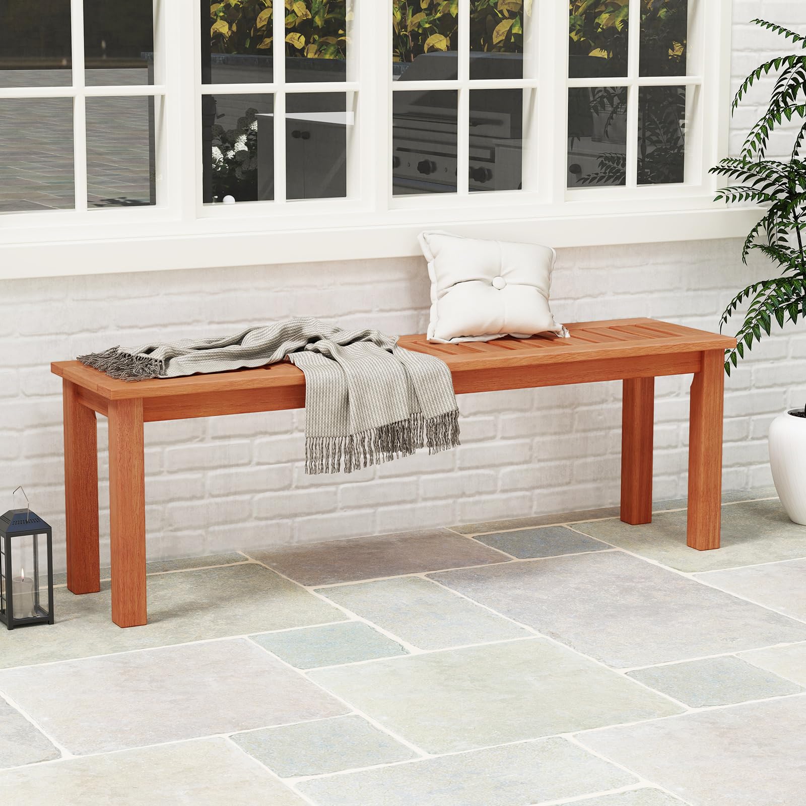 47 Inch Outdoor Slatted Bench  - Outdoor Furniture Oil Teak recensione e prezzo