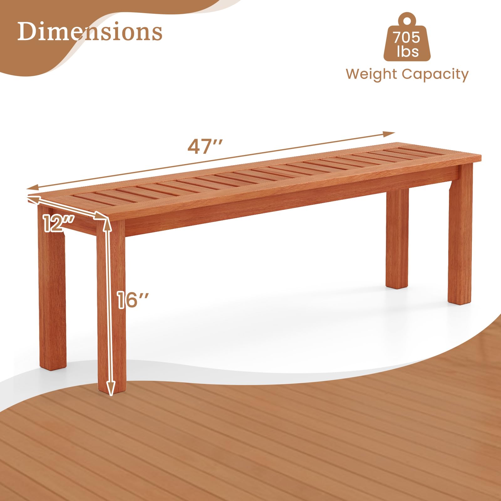47 Inch Outdoor Slatted Bench  - Outdoor Furniture Oil Teak recensione e prezzo