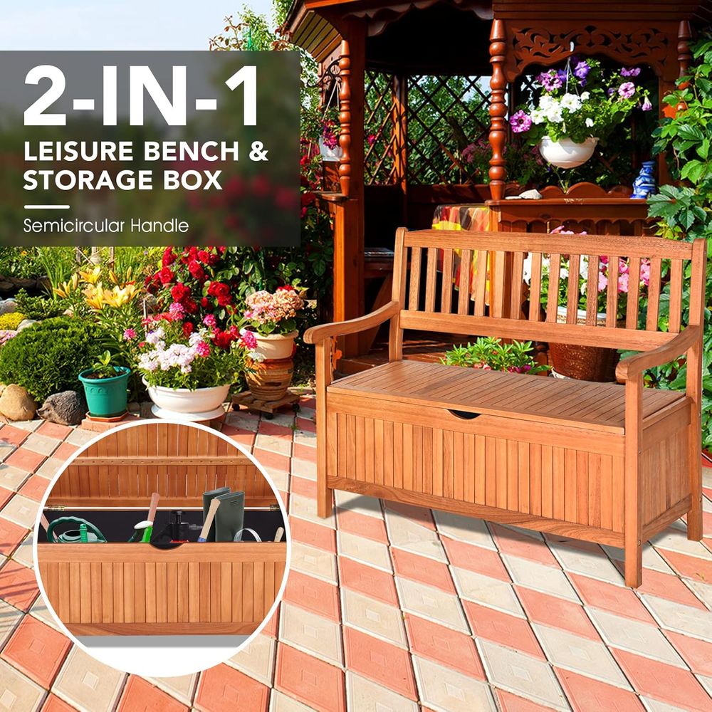 Wooden Outdoor Storage Bench w - Garden Storage Box recensione e prezzo