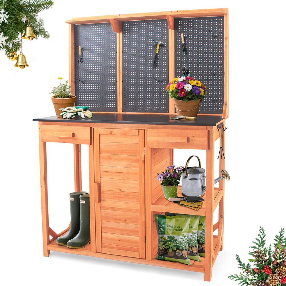 Wooden Garden Potting Bench wi - Garden Bench Metal recensione e prezzo
