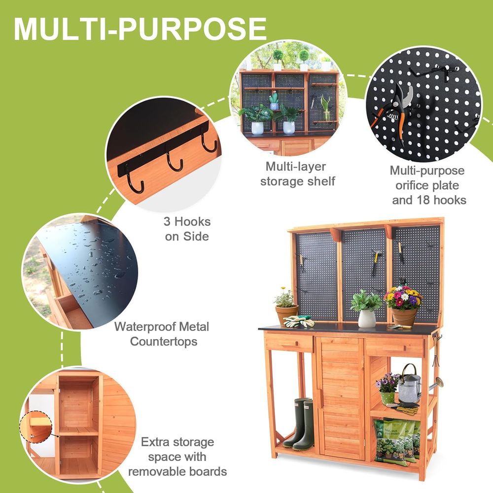 Wooden Garden Potting Bench wi - Garden Bench Metal recensione e prezzo