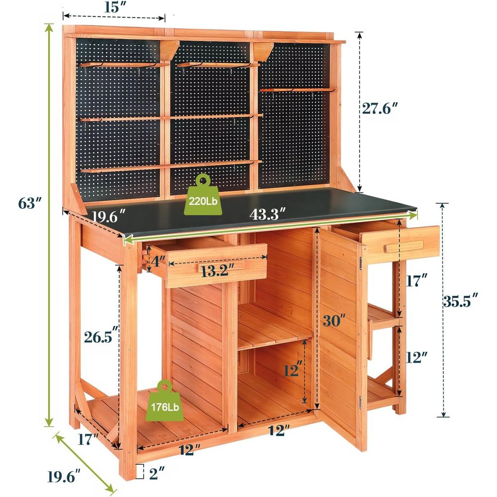 Wooden Garden Potting Bench wi - Garden Bench Metal recensione e prezzo