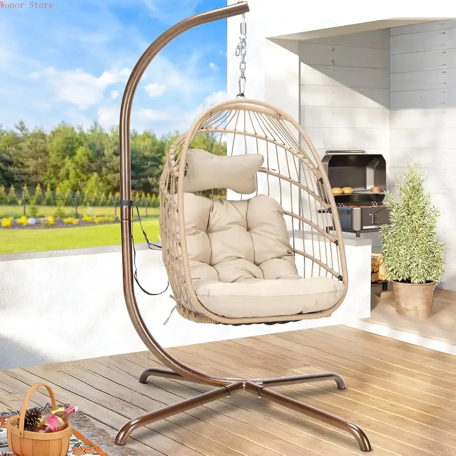 Outdoor Swing Egg Chair with S - Outdoor Furniture Wood recensione e prezzo