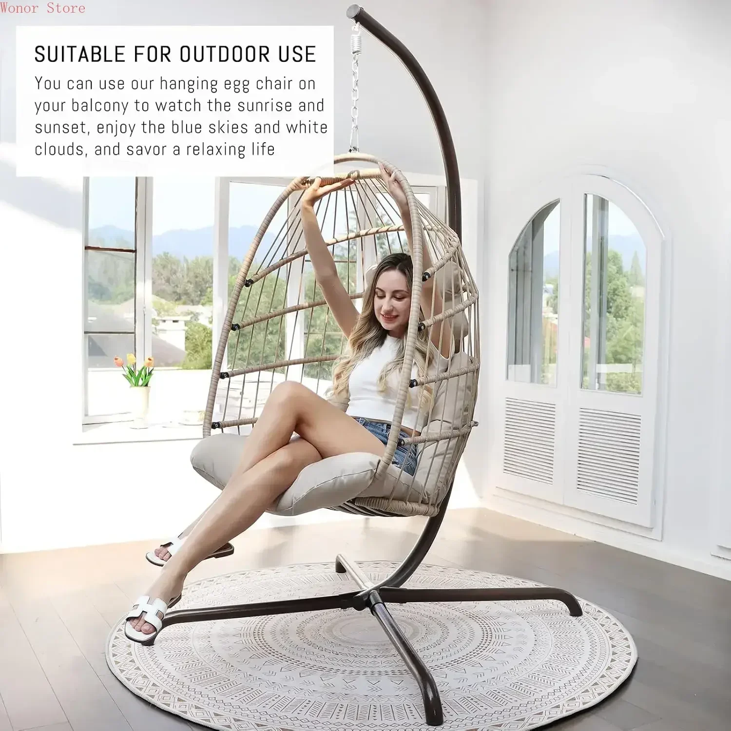Outdoor Swing Egg Chair with S - Outdoor Furniture Wood recensione e prezzo