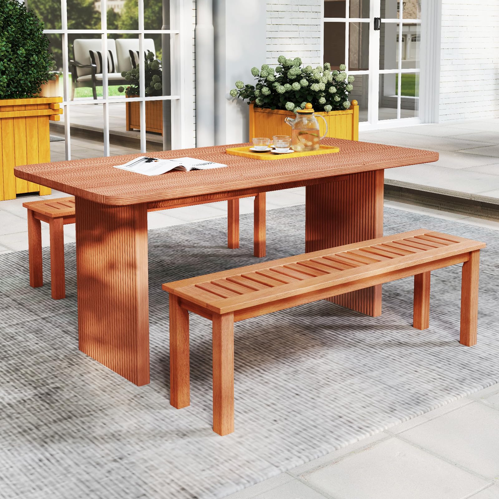 47 Inch Outdoor Slatted Bench  - Outdoor Furniture Oil Teak recensione e prezzo