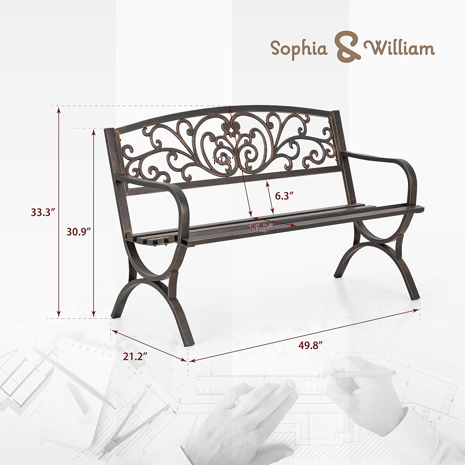 Metal Outdoor Bench, 50