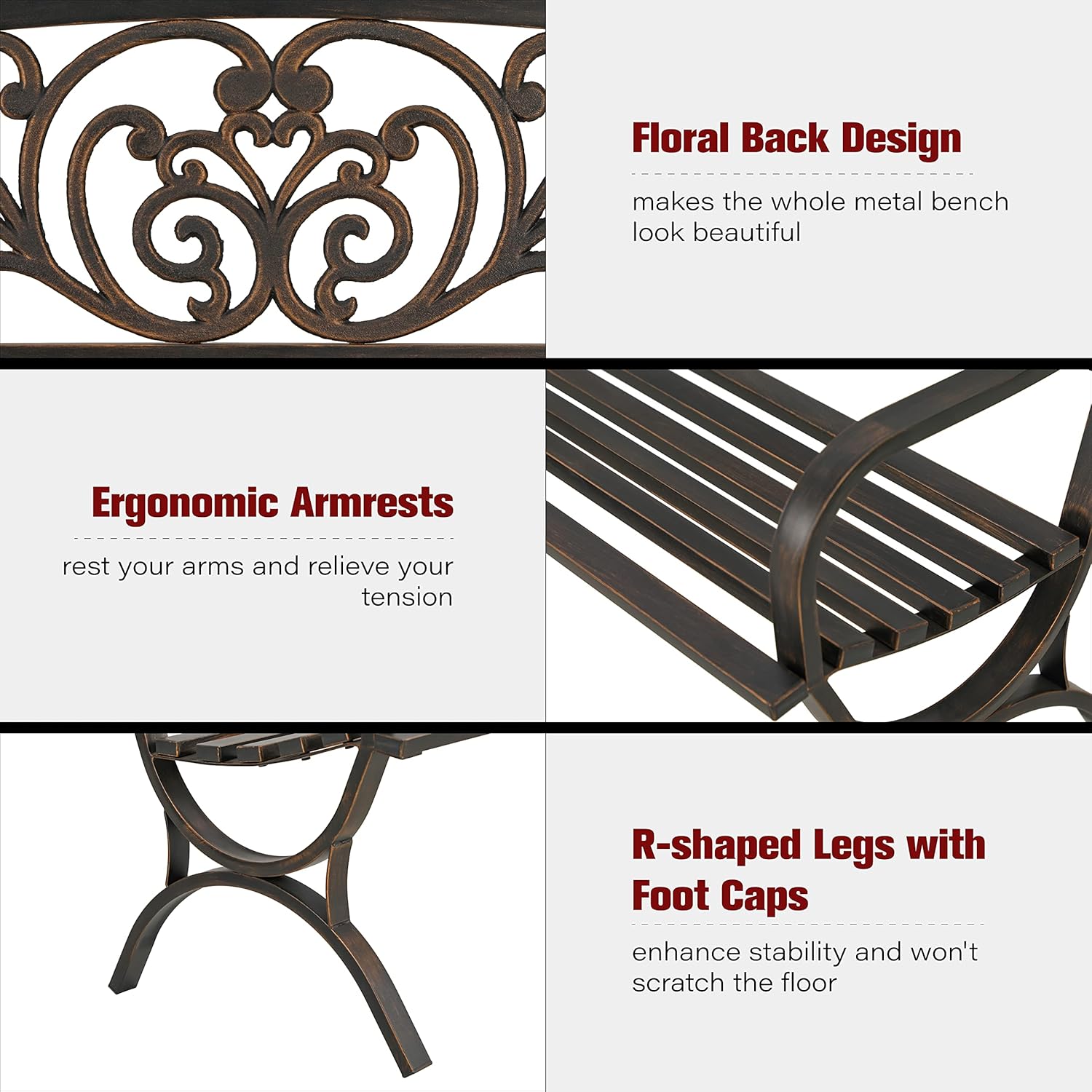 Metal Outdoor Bench, 50