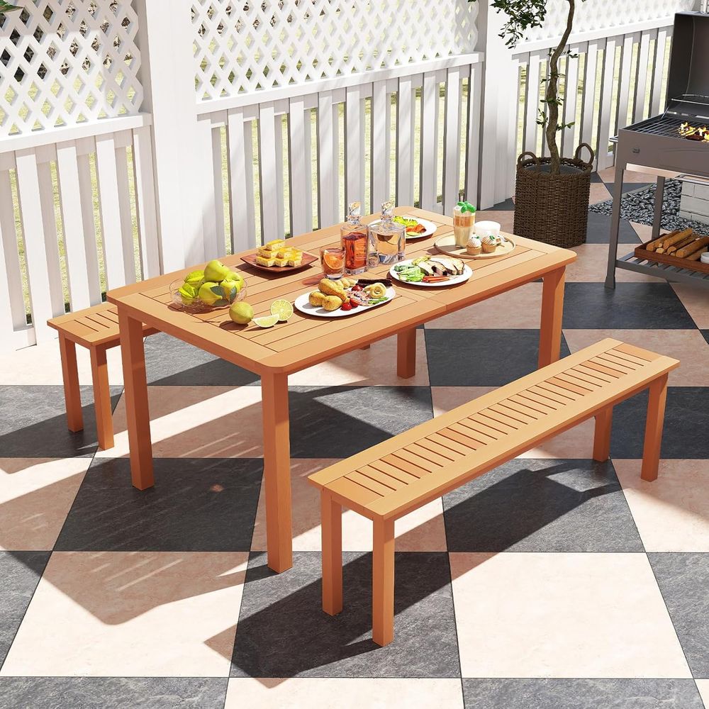 kula Outdoor Wood Bench, 59” L - Outdoor Furniture Oil Teak recensione e prezzo