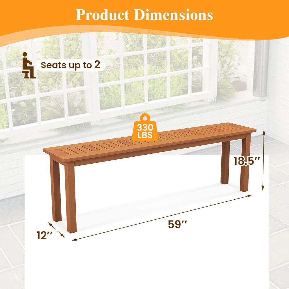 kula Outdoor Wood Bench, 59” L - Outdoor Furniture Oil Teak recensione e prezzo
