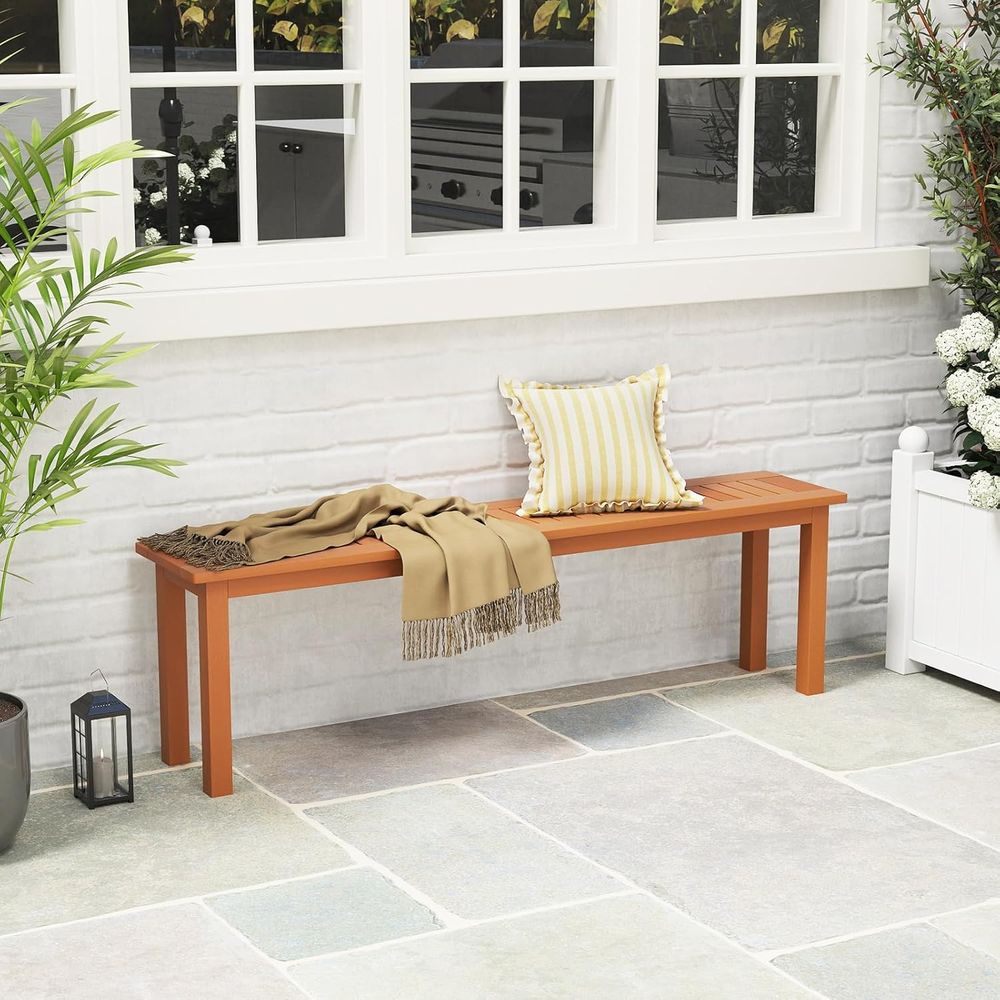 kula Outdoor Wood Bench, 59” L - Outdoor Furniture Oil Teak recensione e prezzo